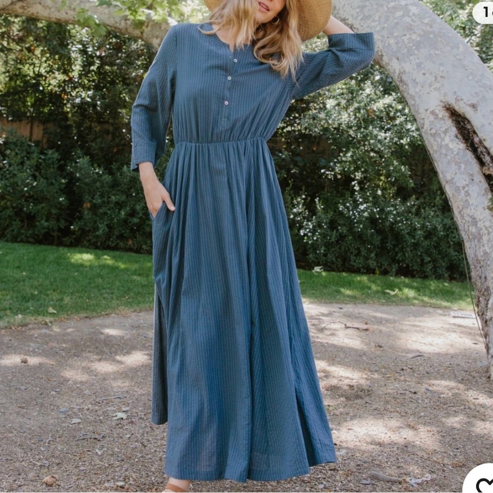 Jenni Kayne Blue Long Sleeve Dress